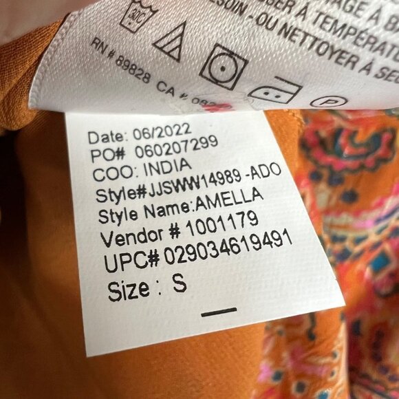 NWT Jessica Simpson Amella Dress Winding Trial Adobe Boho Paisley Flare Sleeve S - Picture 12 of 12